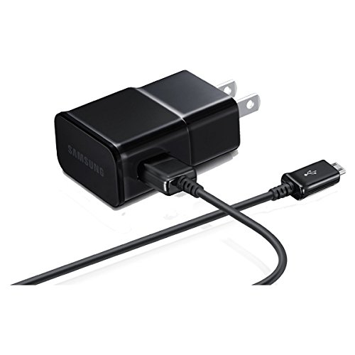 Authentic OEM Black Samsung 2 Amp Adapter+OEM Black Samsung 5 foot Micro USB Data Cable ETA-U90JBE