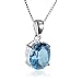 Sterling Silver Blue Topaz Pendant, 18"