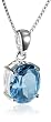 Sterling Silver  Blue Topaz Pendant, 18"