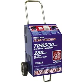 Associated Equipment 6006 6/12/24V 70/65/30 Amp Charge 280 Amp Cranking Assist Charger with Wheels