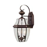 Calvin - 2 Light Medium Outdoor Wall Lighting Fixture - Burnished Bronze - Clear Beveled Glass - B7534