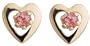 14k Yellow Gold and Pink Tourmaline Children's Heart Earrings