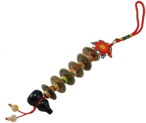 Red String Endless Knot Eight Chinese Feng Shui Coins and Gourd Tassel Decoration and Feng Shui Gourd with Free Buddhist Lungta Paper Prayer, Good for Wealth, Love and Health, #26