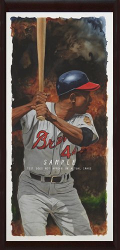 Hank Aaron - Oversized Framed Canvas Art Print - Atlanta Braves