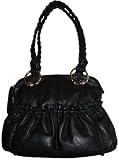 Women's B Makowsky Leather Purse Handbag Top Zip Satchel Black