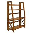Country Style Folding Bookcase In Antique Oak Finish