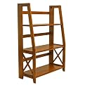 Country Style Folding Bookcase In Antique Oak Finish