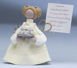 Heavenly Wishes Birthday Angel Holding A Cake Figurine