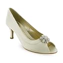 11l New Ladies Ivory Satin Bow Bridal Shoes Size 3-8 Uk
