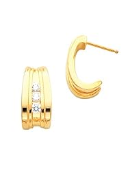 Pair of 18K Yellow Gold Diamond Earrings - 0.42 Ct. -- LIFETIME WARRANTY
