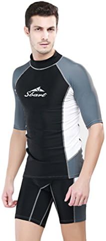 Men Short Sleeve Diving Suit Top Rush Guard Wetsuit Top (M)