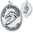Sterling Silver Saint Christopher Ladies-Girls Snowboarding Medal and 18-inch Chain