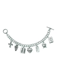 Sterling Silver Answered Prayer 7.5in Locket Charm Bracelet. Metal Weight- 48g.