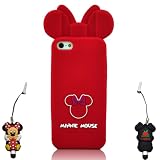 I Need(TM) Hide and Seek Minnie Mouse with Bowknot Bow Soft Silicone Case Cover Compatible For Apple iPhone 5 (Red)