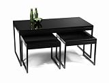 Convenience Concepts 171025 3-Piece Glass Coffee and End Table Set, Black