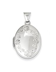 Sterling Silver Floral 21mm Oval Locket