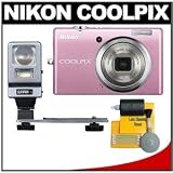 Nikon Coolpix S570 12MP Digital Camera with 5x Wide Angle Optical Viberation Reduction (VR) Zoom (Pink) (Refurbished by Nikon USA)
