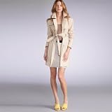 100% cotton double-breasted belted trench coat, length 90 cm
