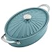 Rachael Ray Cucina Nonstick Sauce Pan/Saucepan/Oval Sauteuse with Lid, 5 Quart, Agave Blue