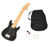 Produkt-Bild: Kinder E-Gitarre Kindergitarre Elektrogitarre in Schwarz f&uuml;r ca. 4 - 8 Jahre mit eingebautem Lautsprecher, Tasche und Ersatzsaiten