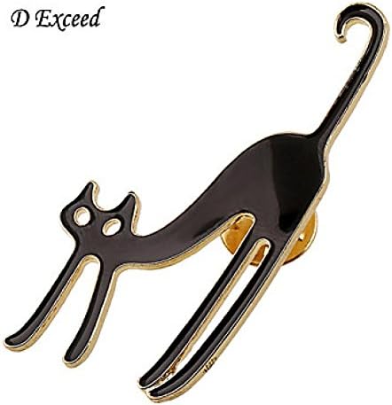 BST Brooches D Exceed New Arrival Black Cartoon Cat Brooch For Girl Acrylic Broches Fashion Accessories Light Weight Cheap