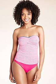 Ticking Striped Bandeau Swimsuit