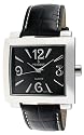 Peugeot Women's Silver-Tone Black Leather Strap Watch #706BK