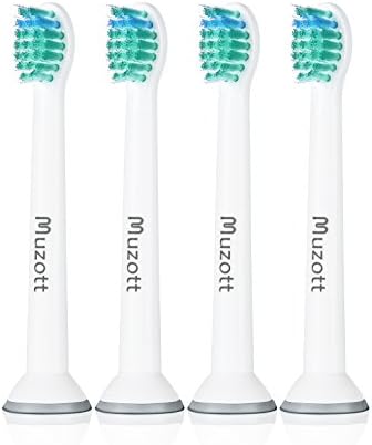Muzott Premium Compact Replacement Toothbrush Heads 4-pack, HX6023 Fits Philips Sonicare Easyclean, Diamondclean, Flexcare Series, Gum Health, Healthywhite, Hydroclean And Plaque Control Brush Handles