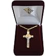 Gold-Plated Necklace with 18" Chain and 1.5" Cross Pendant with a Silver Jesus