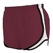 Maroon Dark Red and White jersey white side stripe sport velocity shorts elastic waist