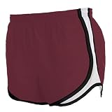 Maroon Dark Red and White jersey white side stripe sport velocity shorts elastic waist