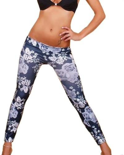 Women's Full-Length Bouquet Coral Floral Gypsy Paisley Legging Pants (F129-B)