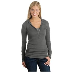 Buy District Threads Junior Ladies Long Sleeve Thermal Henley Hoodie by District Threads