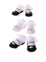 Pitter Patter Baby Gifts Pack x 3 Calcetines In A Box (Rosa / Negro / Blanco)