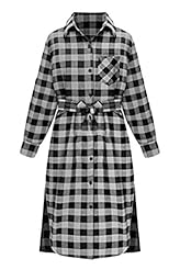 Polyester Slit Plaid Print  Dress
