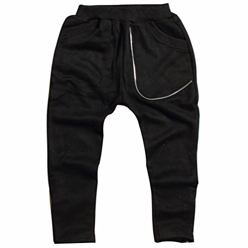 eTree Little Boys' Zipper Collapse Thick Harem Pants