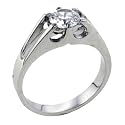 Size 9 Round Cathedral Set Cubic Zirconia Sterling Silver Jewelry Ring