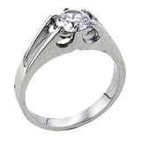 Sterling Silver Round Cathedral Cubic Zirconia Promise Solitaire Rings Set