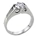 Sterling Silver Round Cathedral Cubic Zirconia Promise Solitaire Rings Set