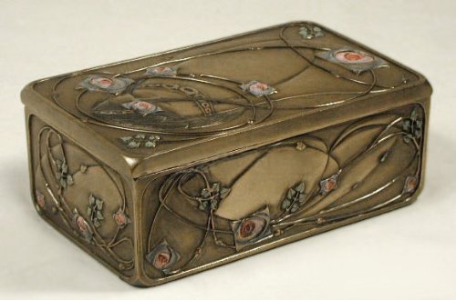 Art Nouveau Rose Box, Charles Rennie Mackintosh Style, 6-inch Long