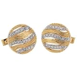 Two Tone Sterling Silver with Cubic Zirconia Cuff Links