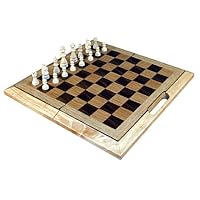 Folding 16 wooden chess set with handle and storage