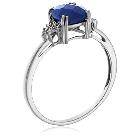 41W25KklJWL. AA280  10k Choice of White or Yellow Gold, September Birthstone, Created Ceylon Sapphire and Diamond Ring