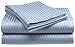 Queen Size Light Blue 300 Thread Count 100% Cotton Sateen Dobby Stripe Sheet Set