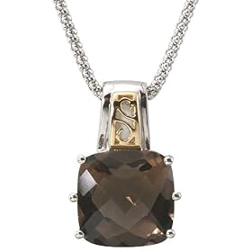 Smokey Quartz Pendant in 14k and Sterling Silver by