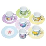 6 Porcelain Espresso Cups and saucers in Hat Box Style Gift Boxby Nuova R2S