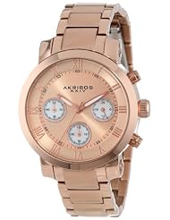 Akribos XXIV Womens AK623RG Grandiose Chronograph Rose-Tone Stainless Steel Bracelet Watch