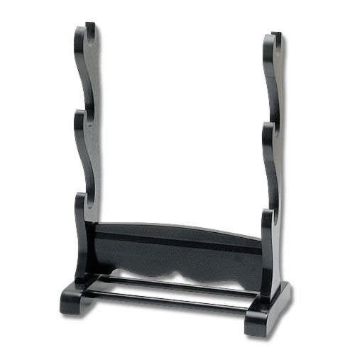 Three Sword Table Black Wooden Display Stand