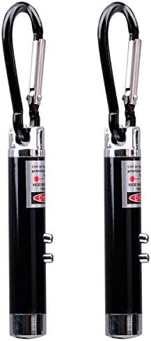 Best DD2® LED 3 in 1 Multi-function Flashlight With Carabiner Keychain Portable Outdoor Camping Equipment,2 Pack (Black)