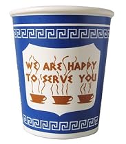 - 	 New York City Ceramic Coffee Cup: "We are happy to serve you"